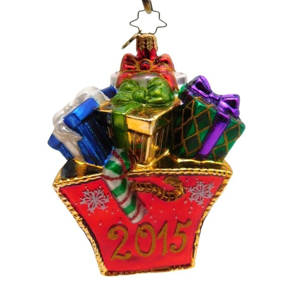 2015 Christopher Radko Blown Glass Christmas Ornament Presently Shopping - Picture 1 of 6